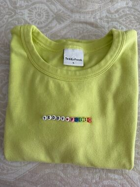 Teddy Fresh Kids Neon Lime Logo Sweatshirt with Multicolor Bead Letters